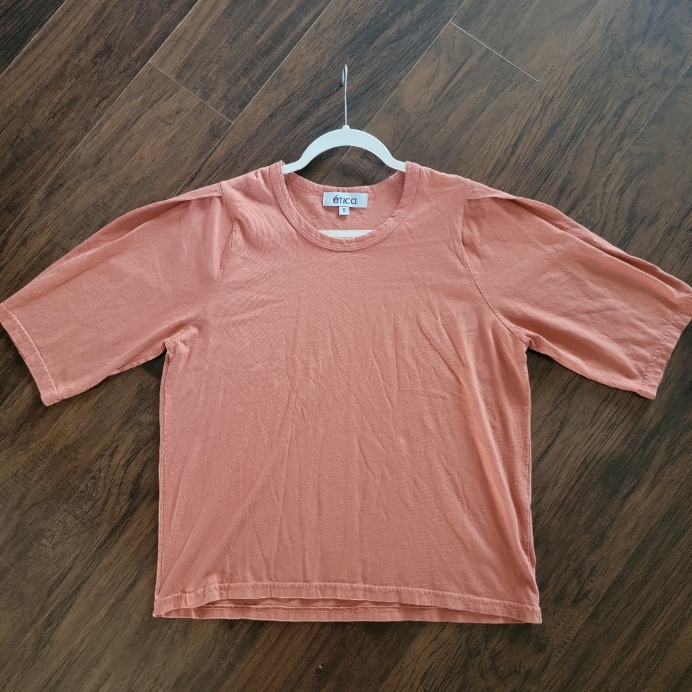 Etica 100% Cotton Oversized Short Sleeves Top Tee Size Small Medium